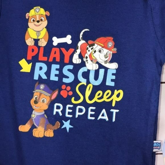 Paw Patrol Boys New Play, Rescue,‎ Sleep Repeat BodySuit Blue Red 3-6 Months - Picture 4 of 7